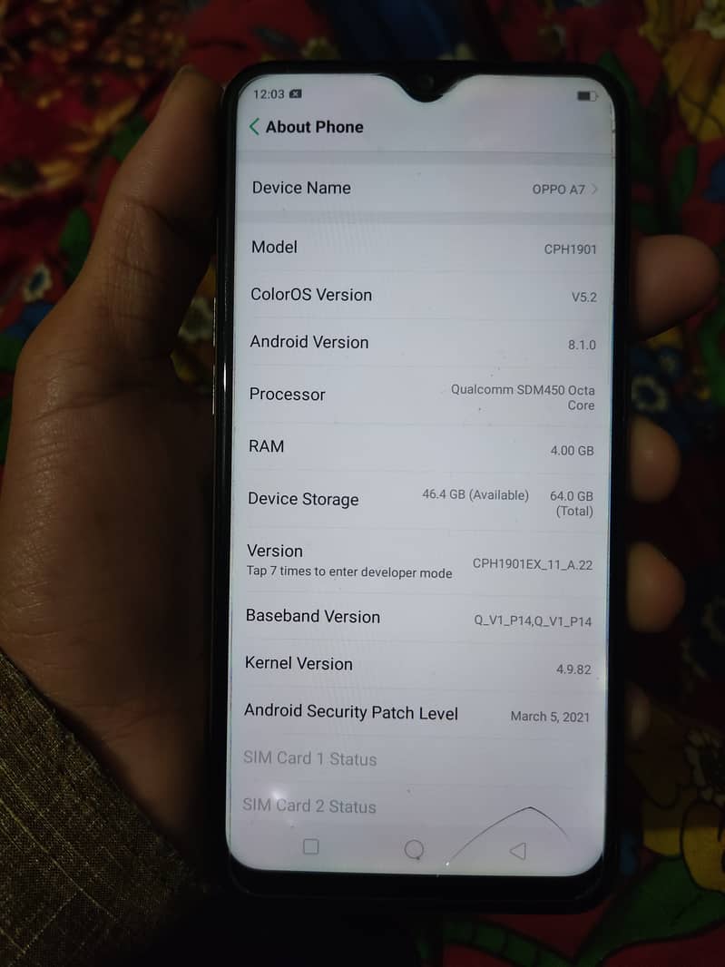 Oppo A7 urgent sale 1