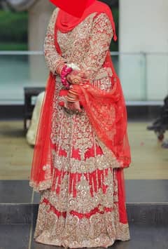 Bridal/Baraat Lehnga/Heavy shirt & Lehnga/4 sided Border dopatta