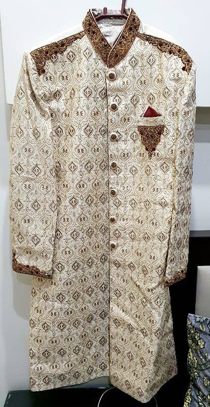 Groom Sherwani pair with sarwala package, kulla and khussa 0