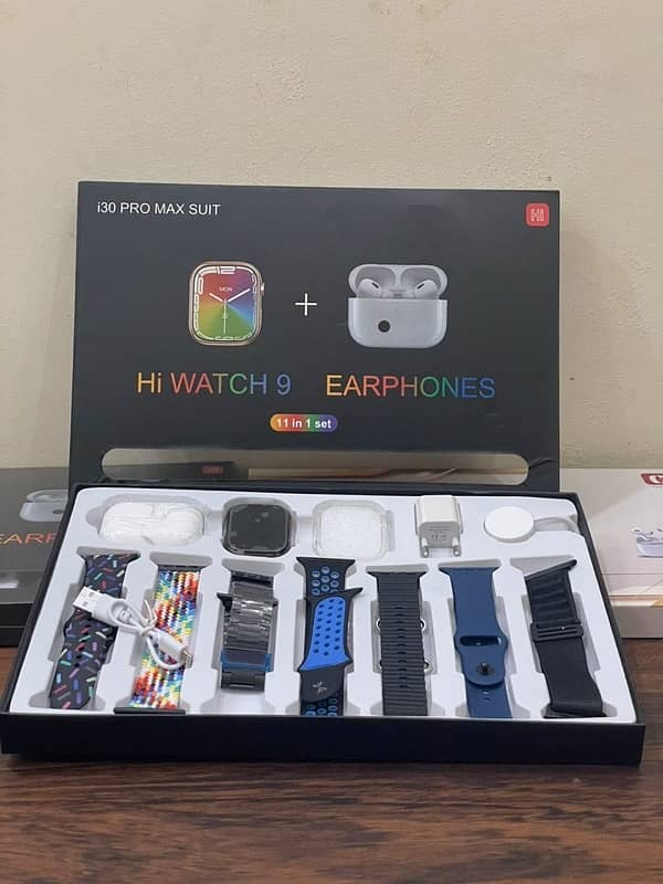 i30 PRO MAX SUIT HI WATCH 9 EARPHONES 11 IN 1 0