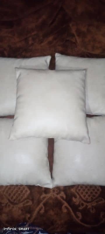 five aadat leather  sofa cushion half white colour 0