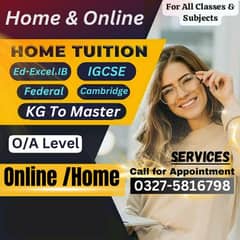 Home Tutor,Online Tutor,Home Tution,O/A level,Kg,Montess,IGCSE,English