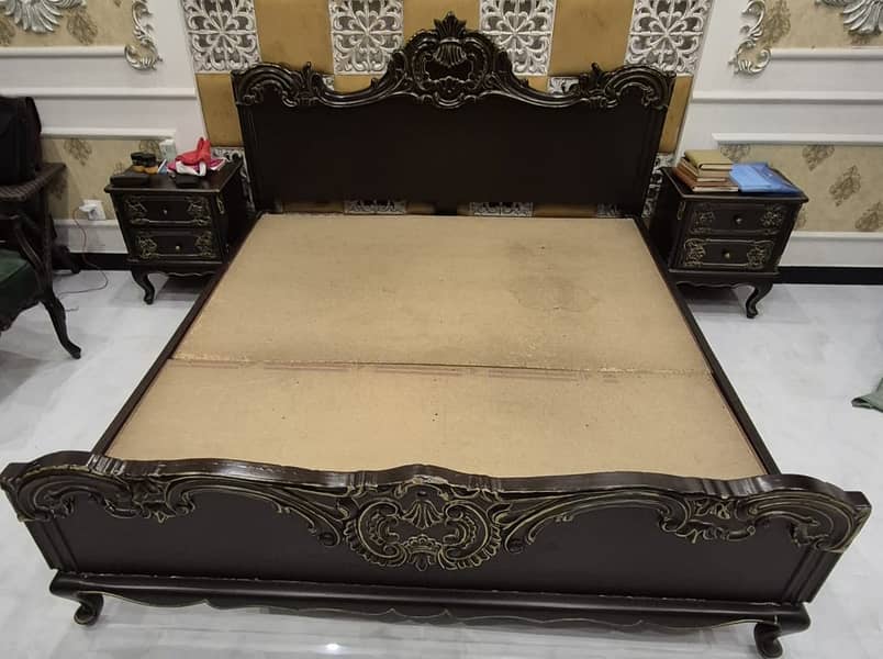 Double Bed with Mattress & Side Tables 1