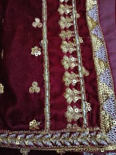 Embroided Maroon velvet suit