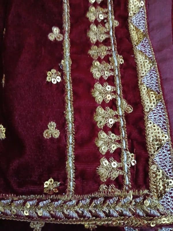 Embroided Maroon velvet suit 0