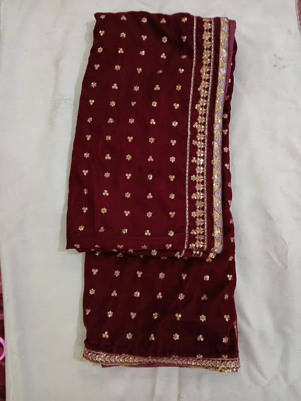 Embroided Maroon velvet suit 2