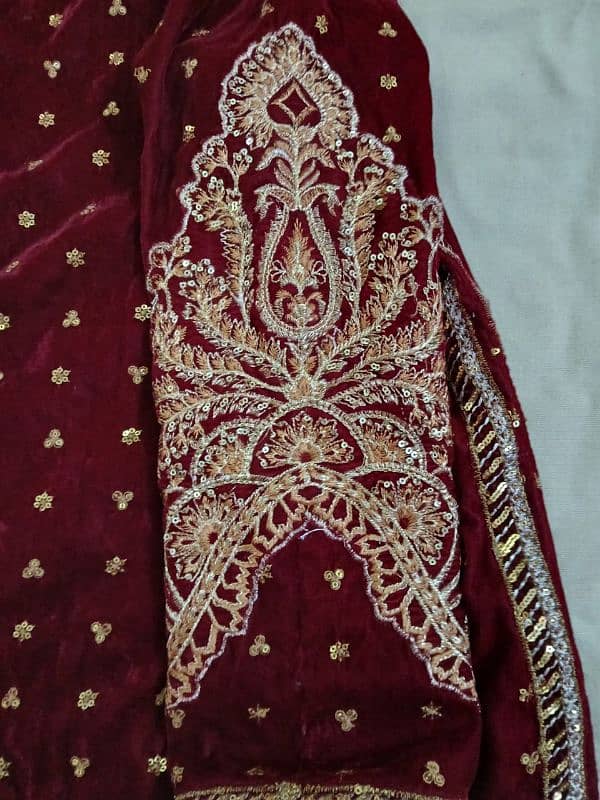 Embroided Maroon velvet suit 5