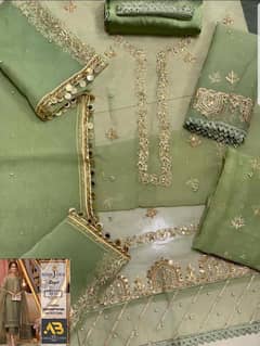 *Asim Jofa Organza Fabric Full Embroidery Suit