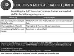 Doctors and Medical Staff Required