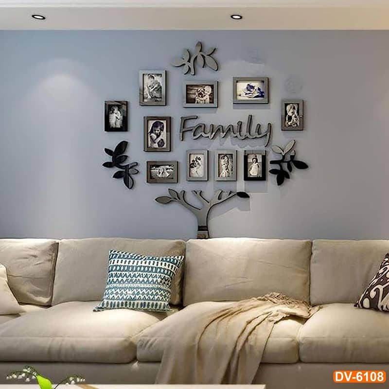 3D wooden family tree wall photo frame 0