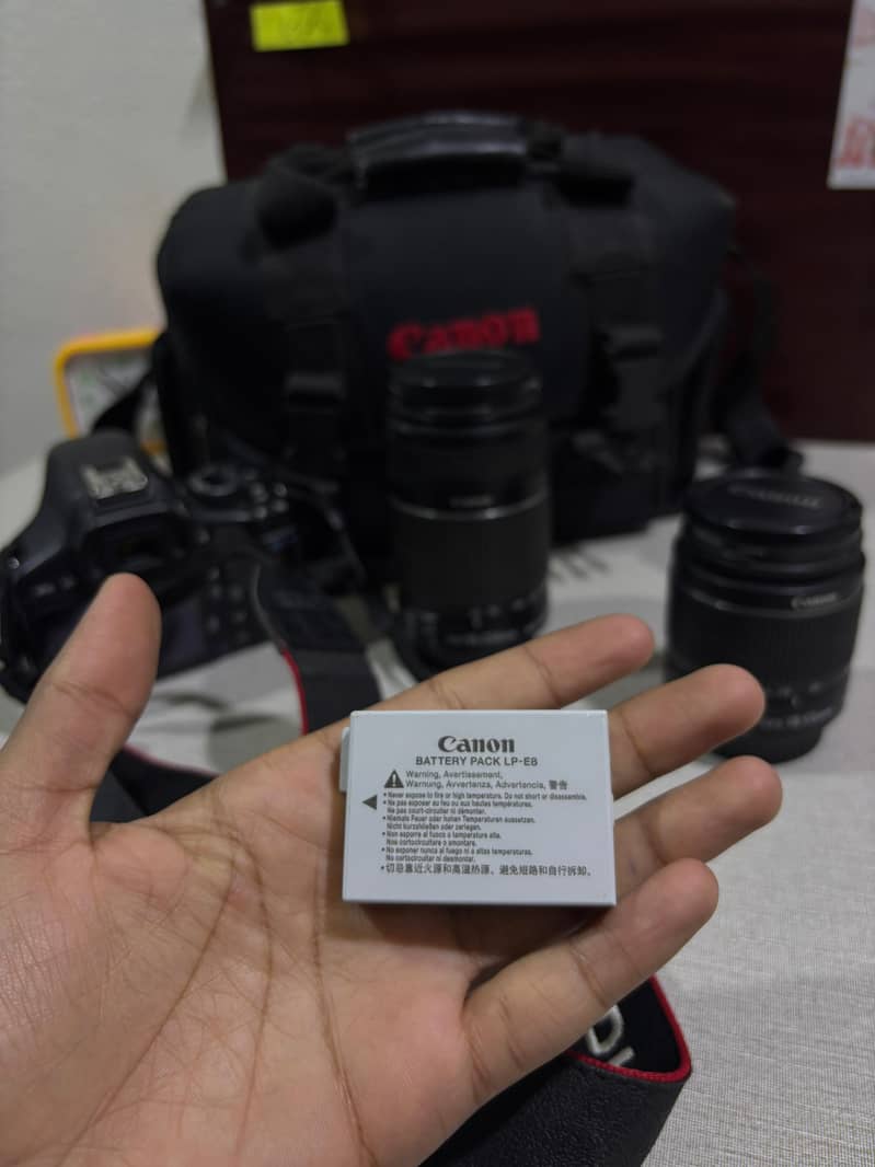 Canon 550 D with 18-55 and 55-250 Lens + Flash 10