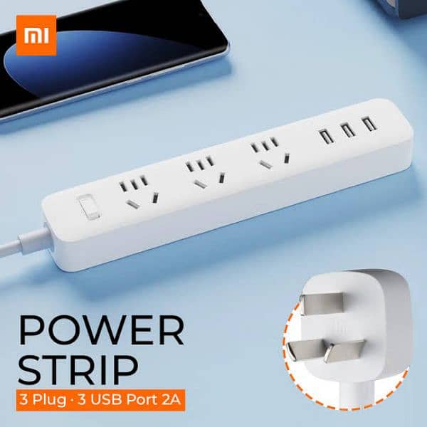 Xiaomi Mi Power Strip 3 Plug dengan 3 USB Port 2A - (ORIGINAL) - White 0