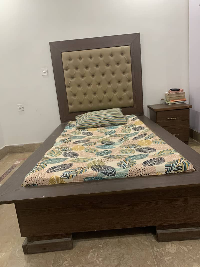 2 single bed with side tables without mattress for sell 1