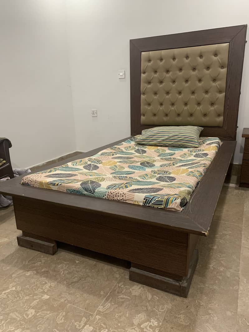 2 single bed with side tables without mattress for sell 9