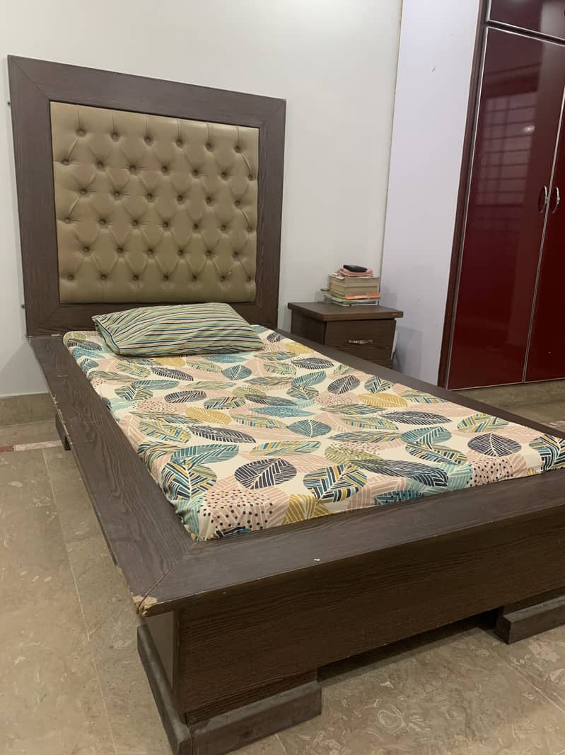 2 single bed with side tables without mattress for sell 10