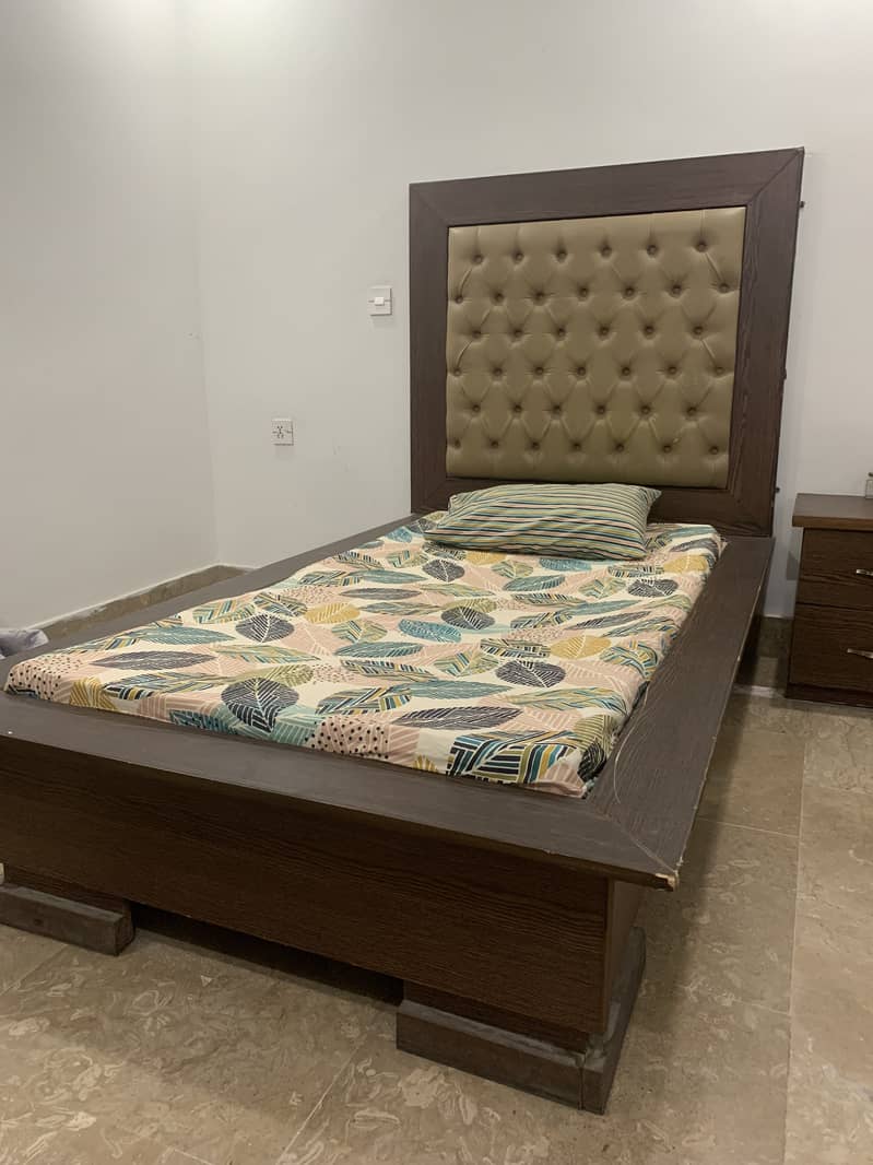 2 single bed with side tables without mattress for sell 12