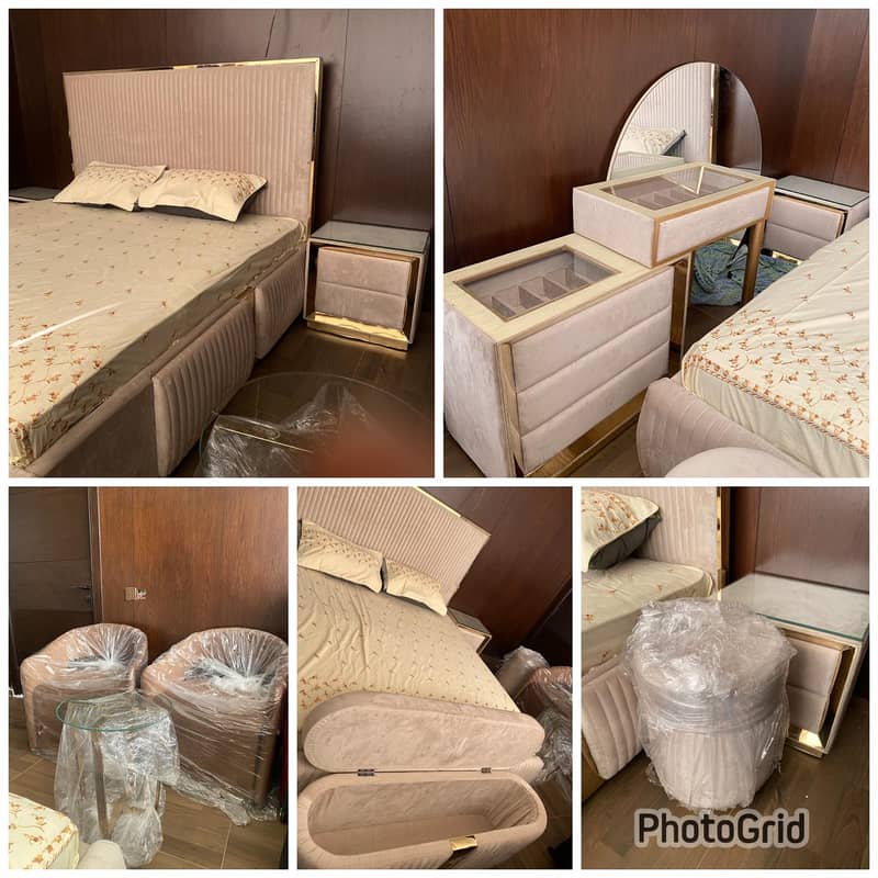 bed set / king size bed / side tables / dressing table/ room chair set 1