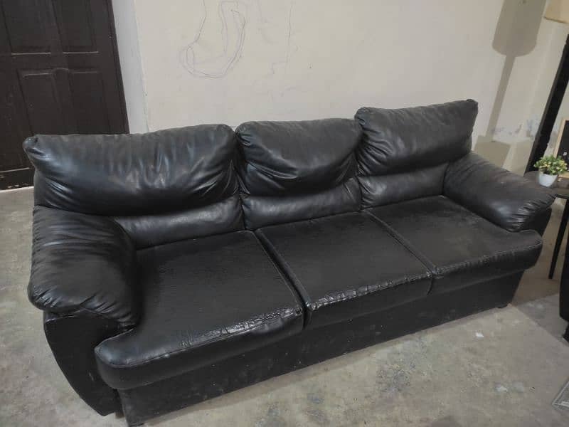 Modern leather sofa set with coffee table 0