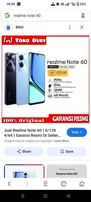 Realme note 60 4/64 2