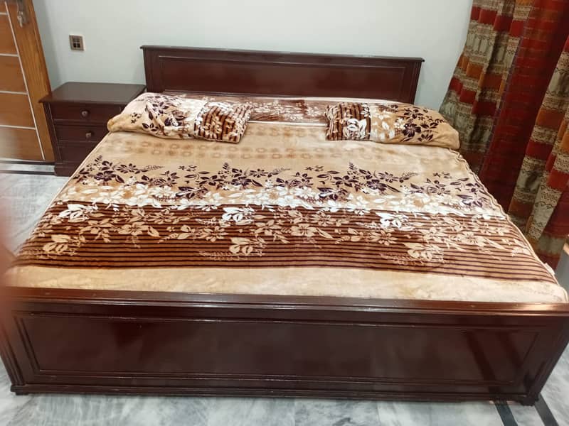 King Size Solid wood Bed with side Tables 1