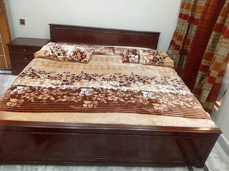 King Size Solid wood Bed with side Tables 2