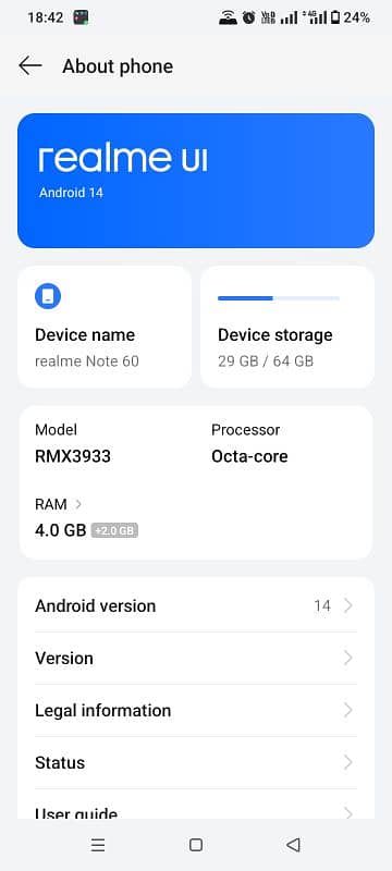 Realme note 60 4/64 4