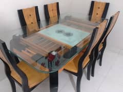 6 seater wood dining table