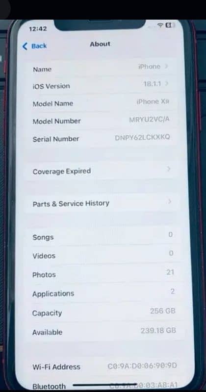 I PHONE XR 256 gb PTA Approved 7