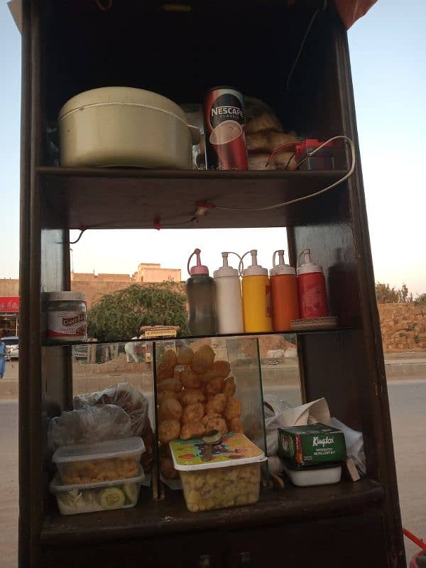 Metal car and wooden Food counter 1