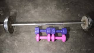 barbell and dumbells and barbell rod