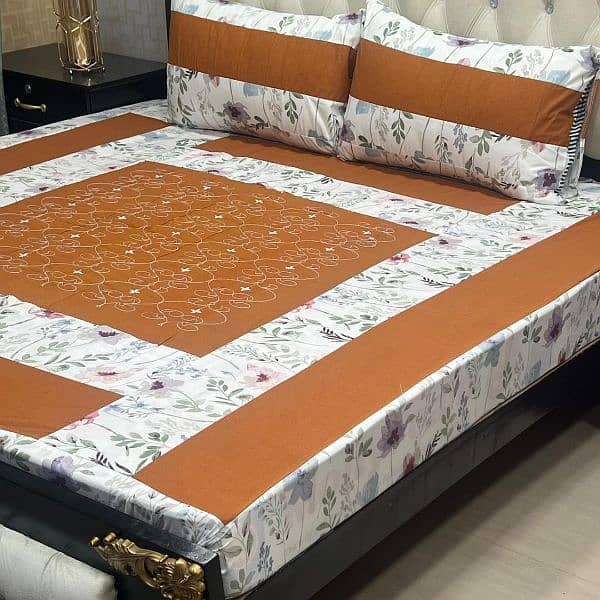 Patchwork Cotton Sotton Double Bedsheets Set - 3 Pcs 2