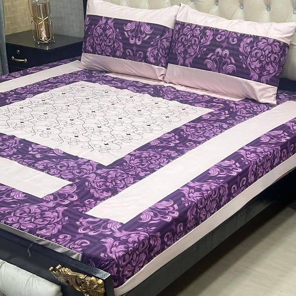 Patchwork Cotton Sotton Double Bedsheets Set - 3 Pcs 3