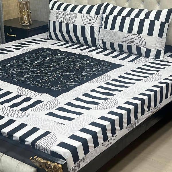 Patchwork Cotton Sotton Double Bedsheets Set - 3 Pcs 4