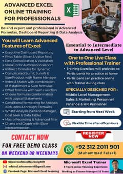 Microsoft Excel Training - Online MS Excel Tution/Tutor/Teacher/Coach