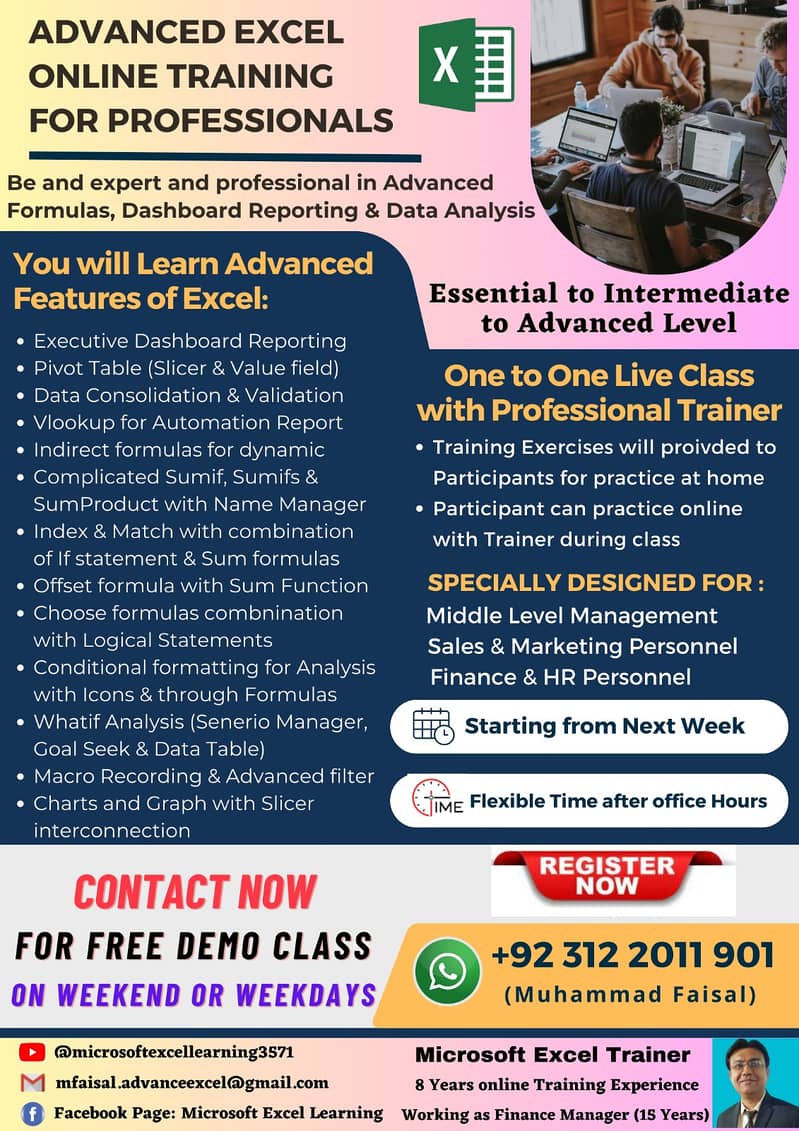 Microsoft Excel Training - Online MS Excel Tution/Tutor/Teacher/Coach 0