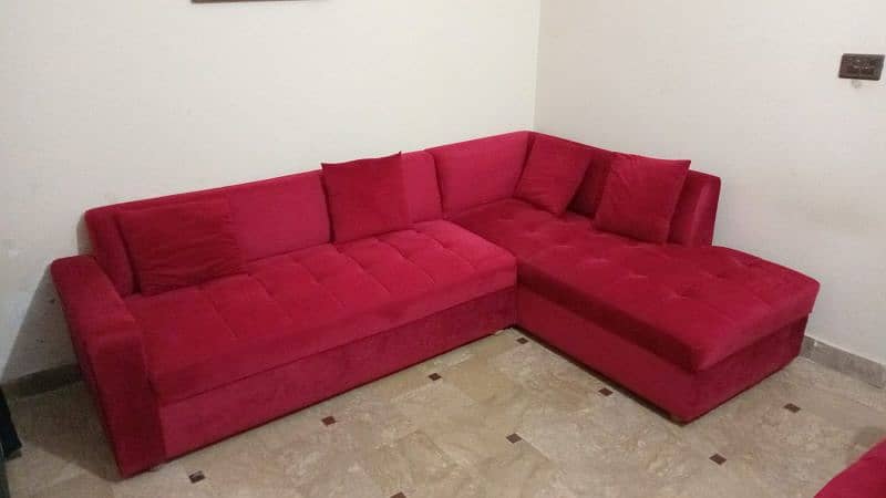 Sofa set, L shaped, Dewan, Table 1