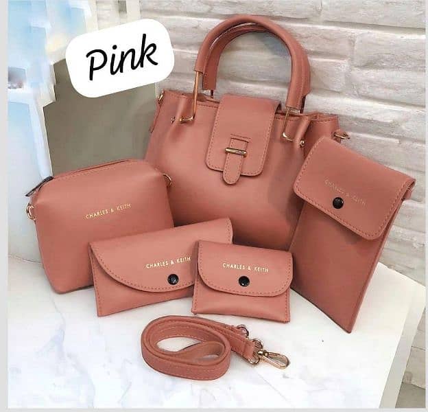 Women's PU Leather Plain Hand Bag Set 0