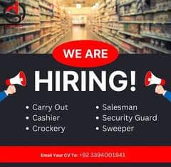 Staff Required For Decent Departmental store