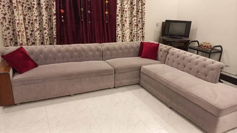 L shape sofa grey 0