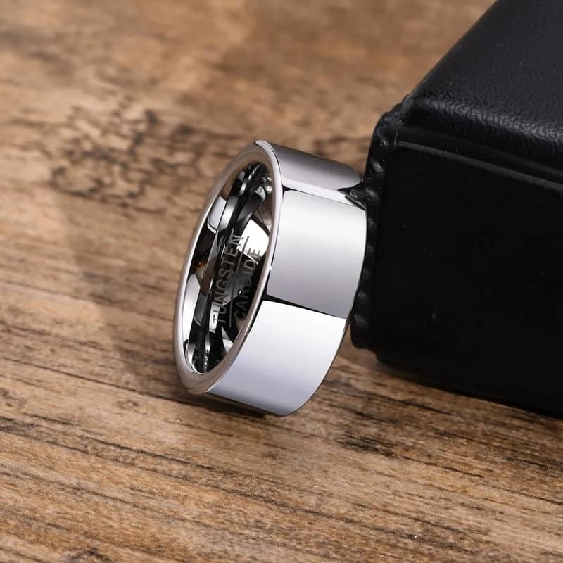 Tungsten Carbide Ring for Men 8 mm, Silver and Gold 1