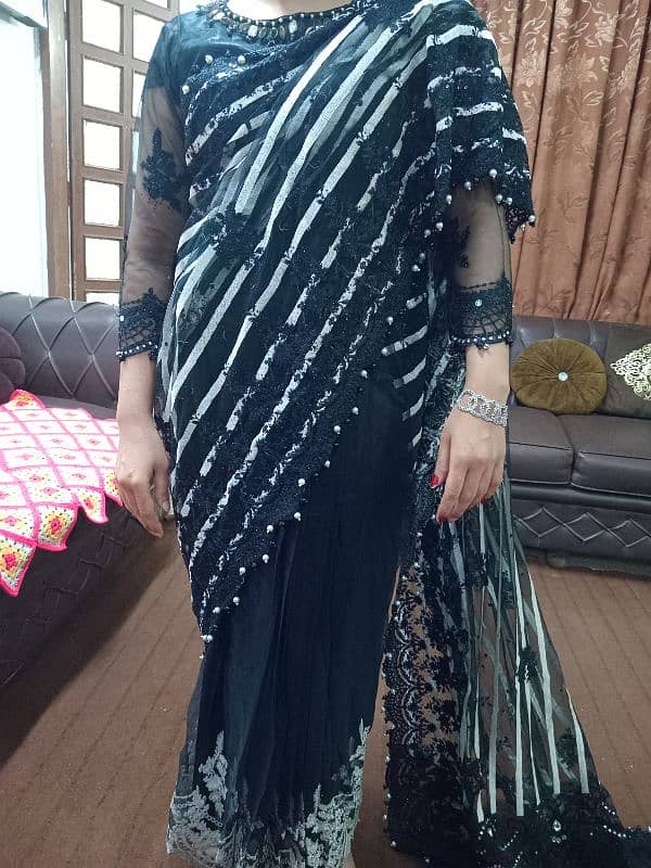 maria b net saree 1