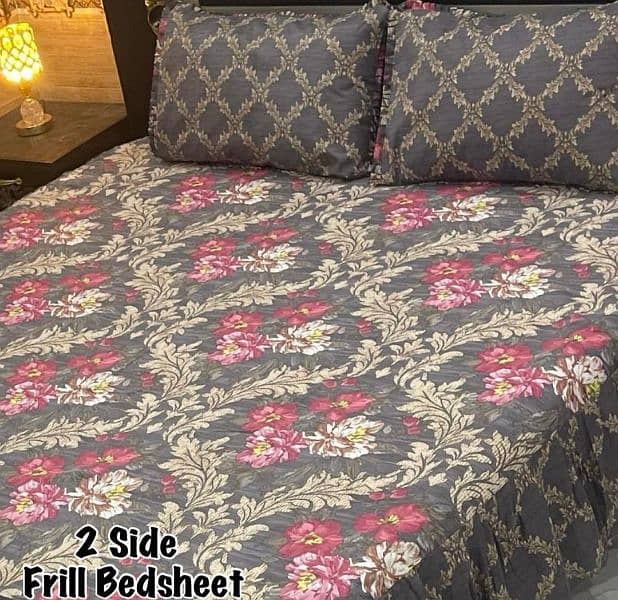 3 Pcs Cotton Printed double Bed Sheet 2