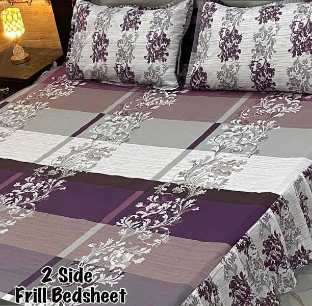 3 Pcs Cotton Printed double Bed Sheet 3