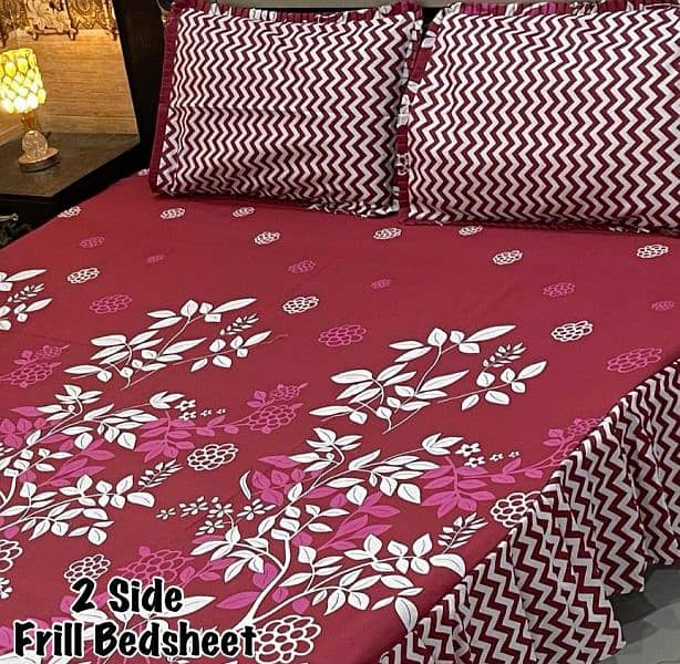 3 Pcs Cotton Printed double Bed Sheet 4