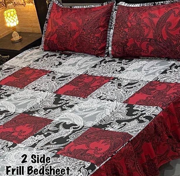 3 Pcs Cotton Printed double Bed Sheet 5