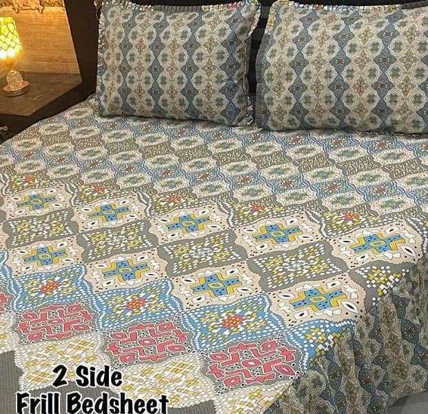 3 Pcs Cotton Printed double Bed Sheet 6