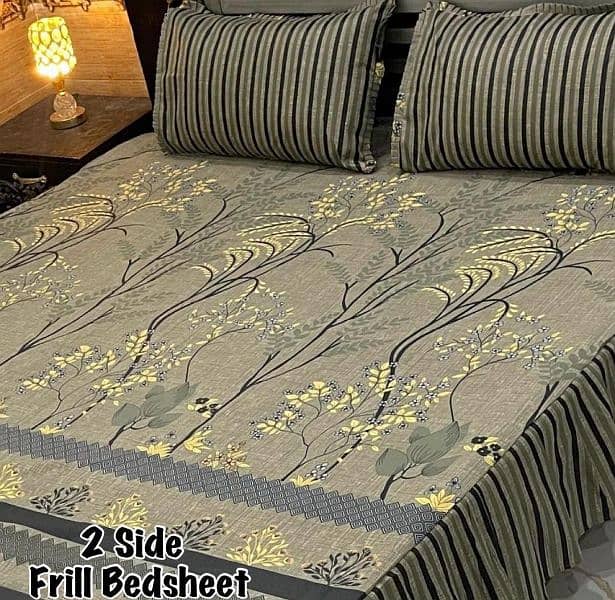 3 Pcs Cotton Printed double Bed Sheet 7