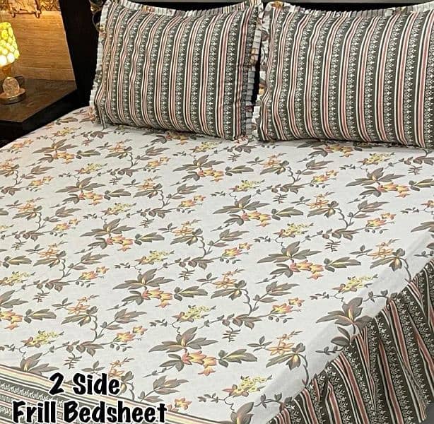 3 Pcs Cotton Printed double Bed Sheet 9