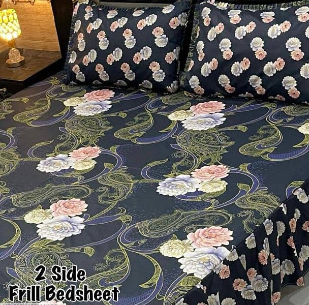 3 Pcs Cotton Printed double Bed Sheet 11