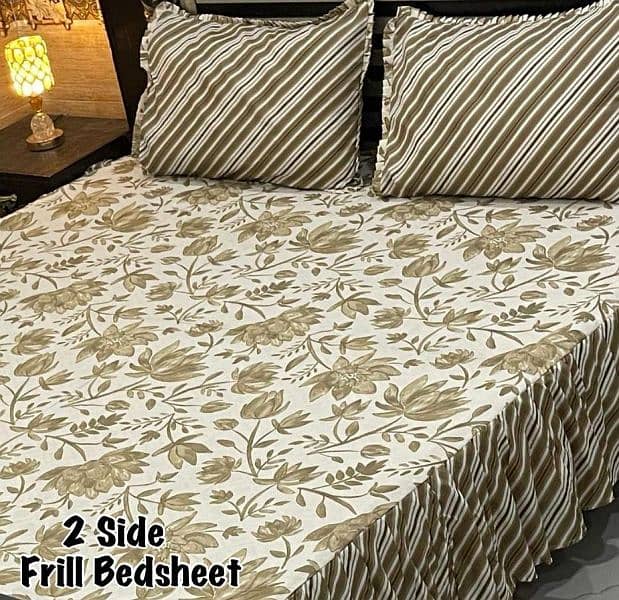 3 Pcs Cotton Printed double Bed Sheet 12